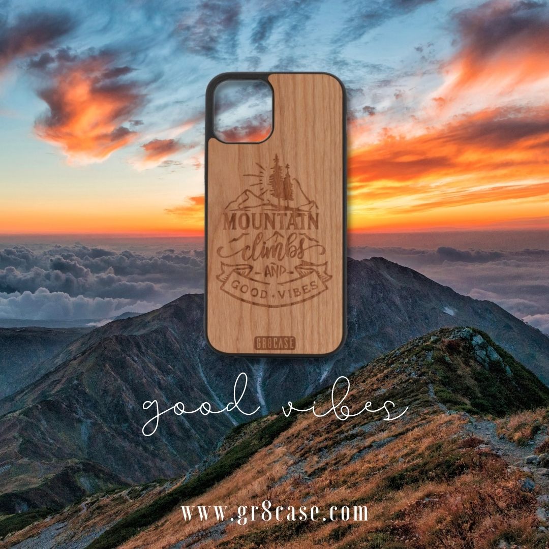 iPhone 14 Good Vibes Design - Wood Phone Case