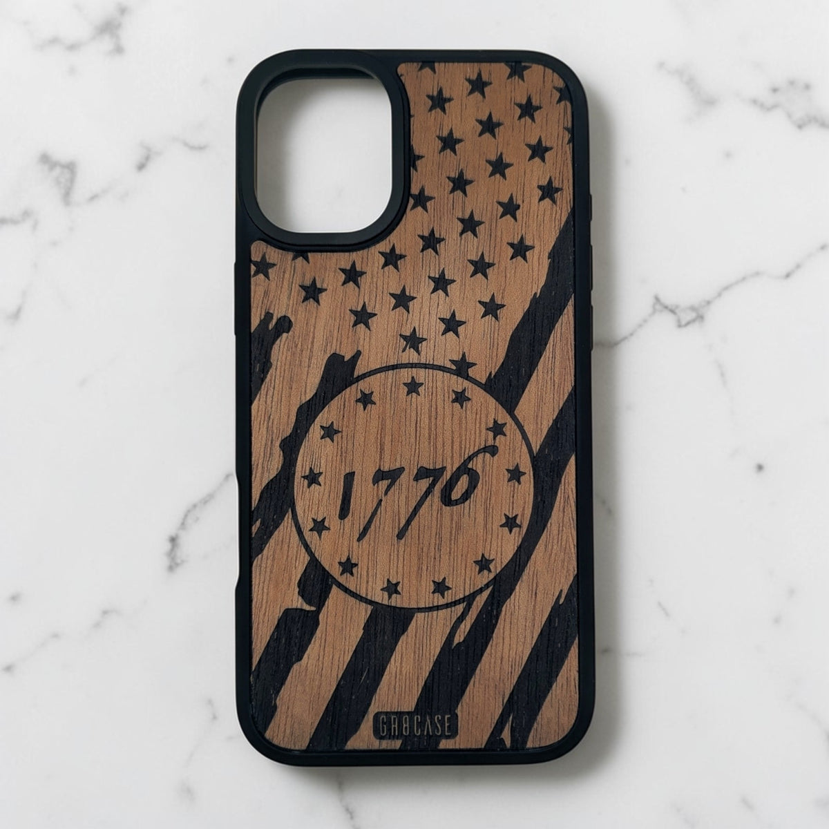 The Liberty Heritage | 1776 Distressed American Flag | GR8CASE Wood Phone Case