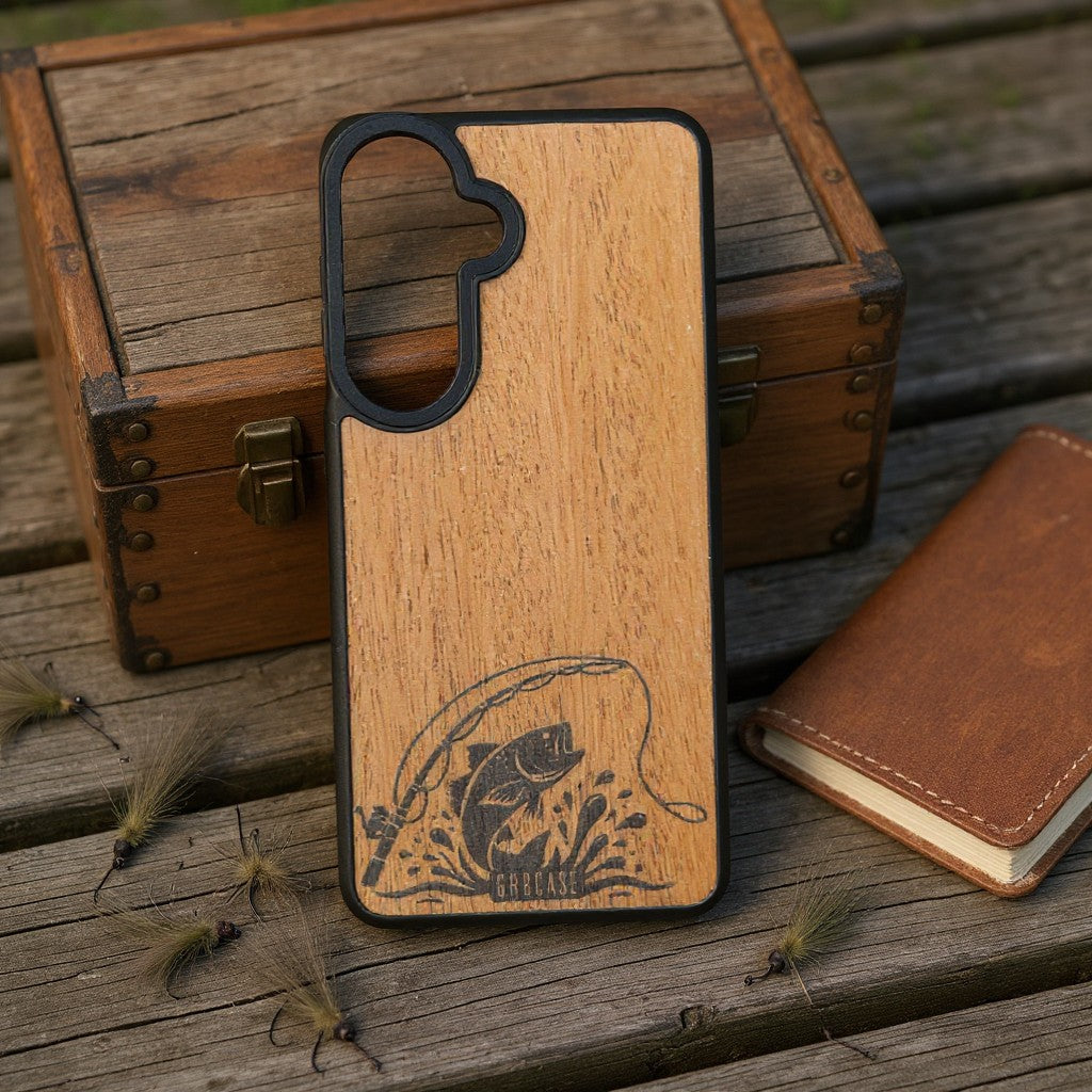The Strike at Sunrise | Bass Fishing | GR8CASE Wood Phone Case