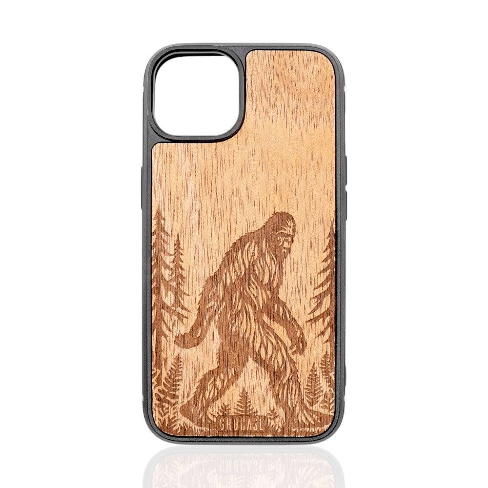 Bigfoot wood phone case for iPhone and Samsung – Forest Stalker engraved design