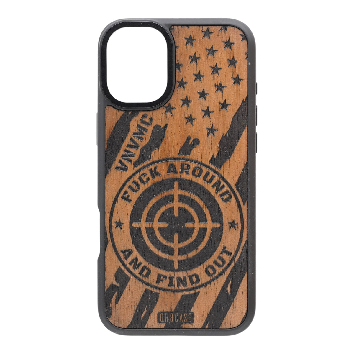 FAFO Bold Crosshairs Patriot – GR8CASE Wood Phone Case