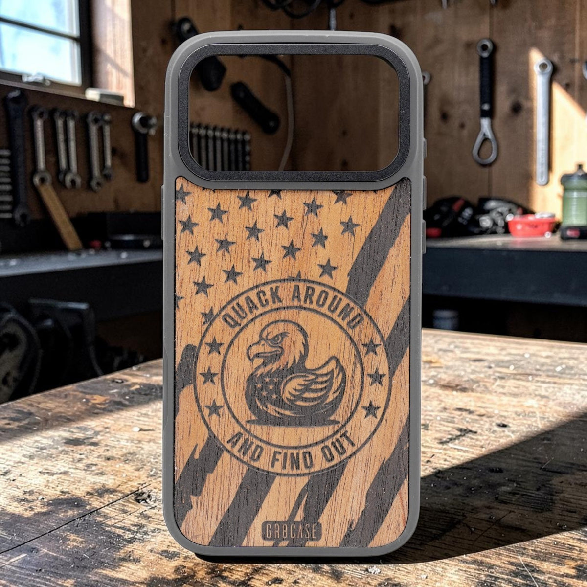 The Tactical Mallard | Quack Around And Find Out | GR8CASE Wood Phone Case