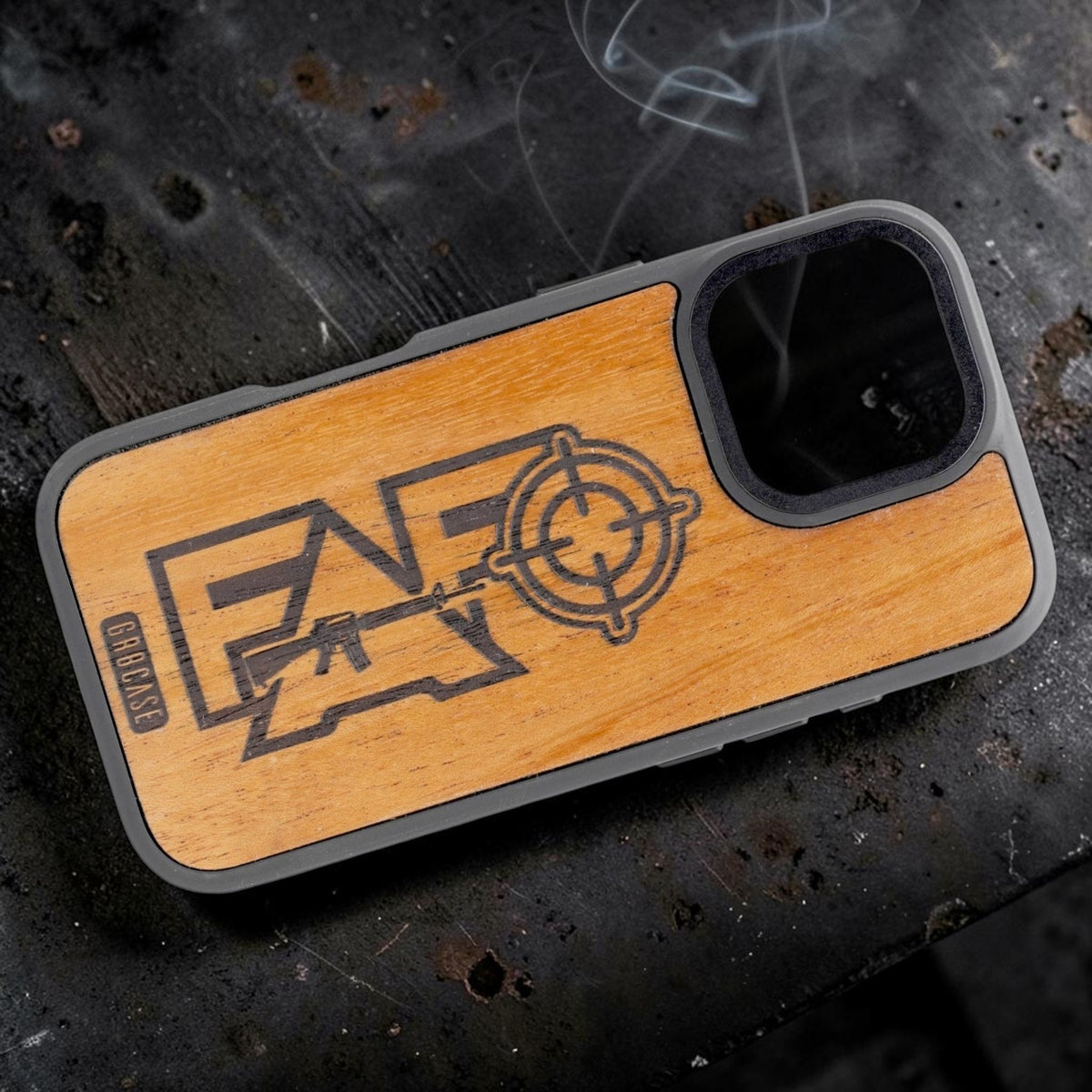 Locked &amp; Loaded | FAFO Rifle &amp; Crosshair | GR8CASE Wood Phone Case