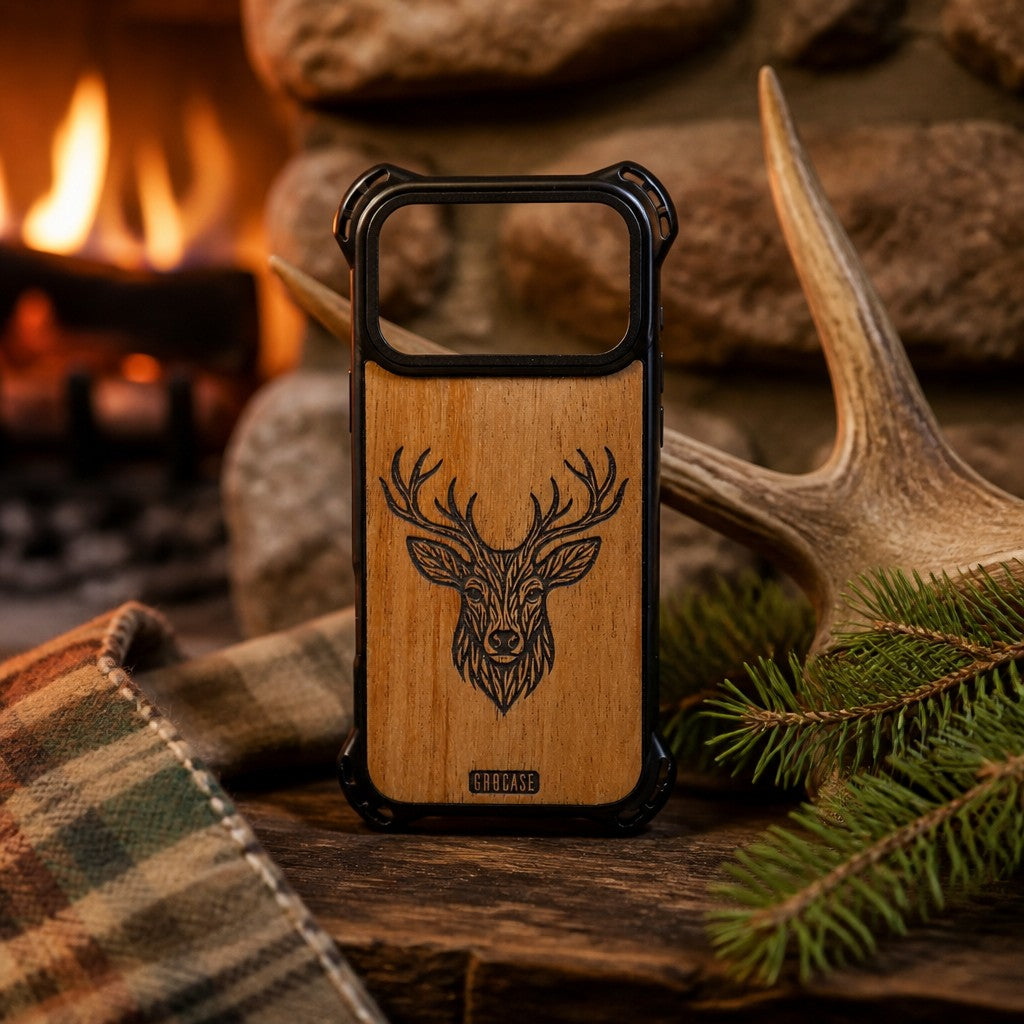 Branch &amp; Bramble Stag | Tree Branch Deer | GR8CASE Wood Phone Case