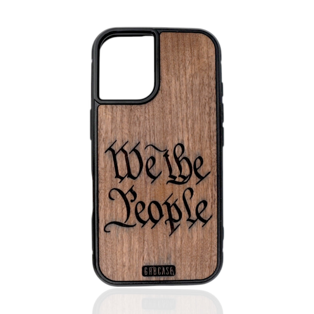 We The People Block Design Cherry Wood GR8CASE Wood Phone Case For iPhone