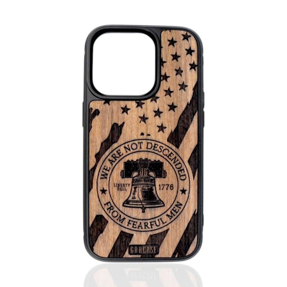 We are Not Descended From Fearful Men Liberty Bell Phone Case With American Flag