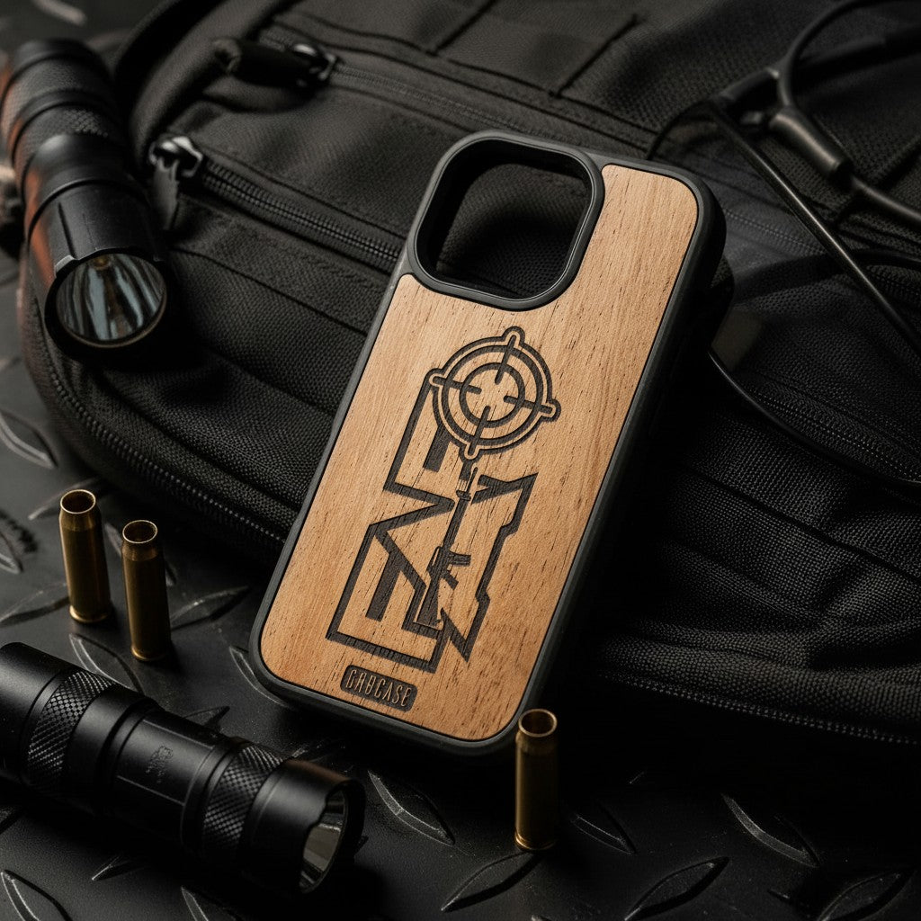Locked &amp; Loaded | FAFO Rifle &amp; Crosshair | GR8CASE Wood Phone Case