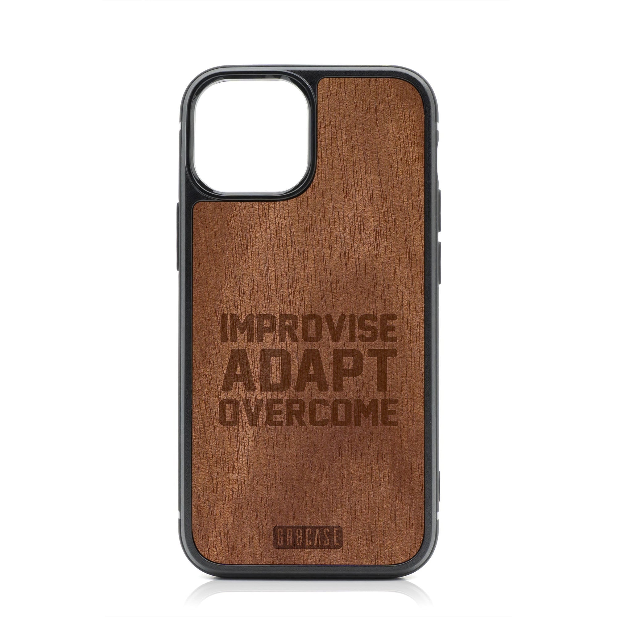 Improvise Adapt Overcome Design MagSafe Compatible Wood Case For iPhone 16 Plus