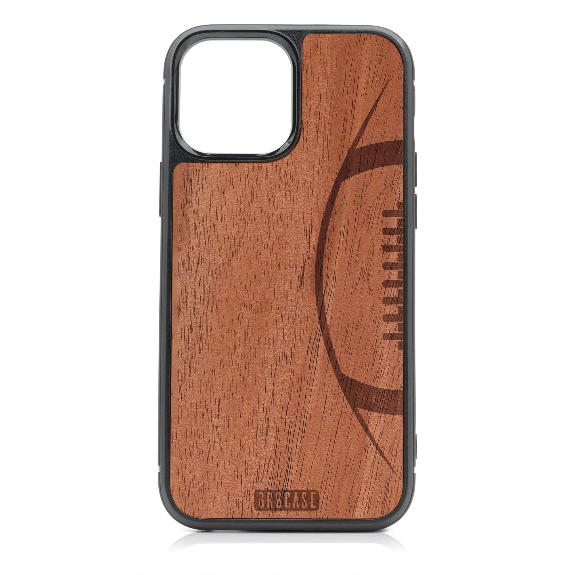 Football Design MagSafe Compatible Wood Case For iPhone 16 Pro Max