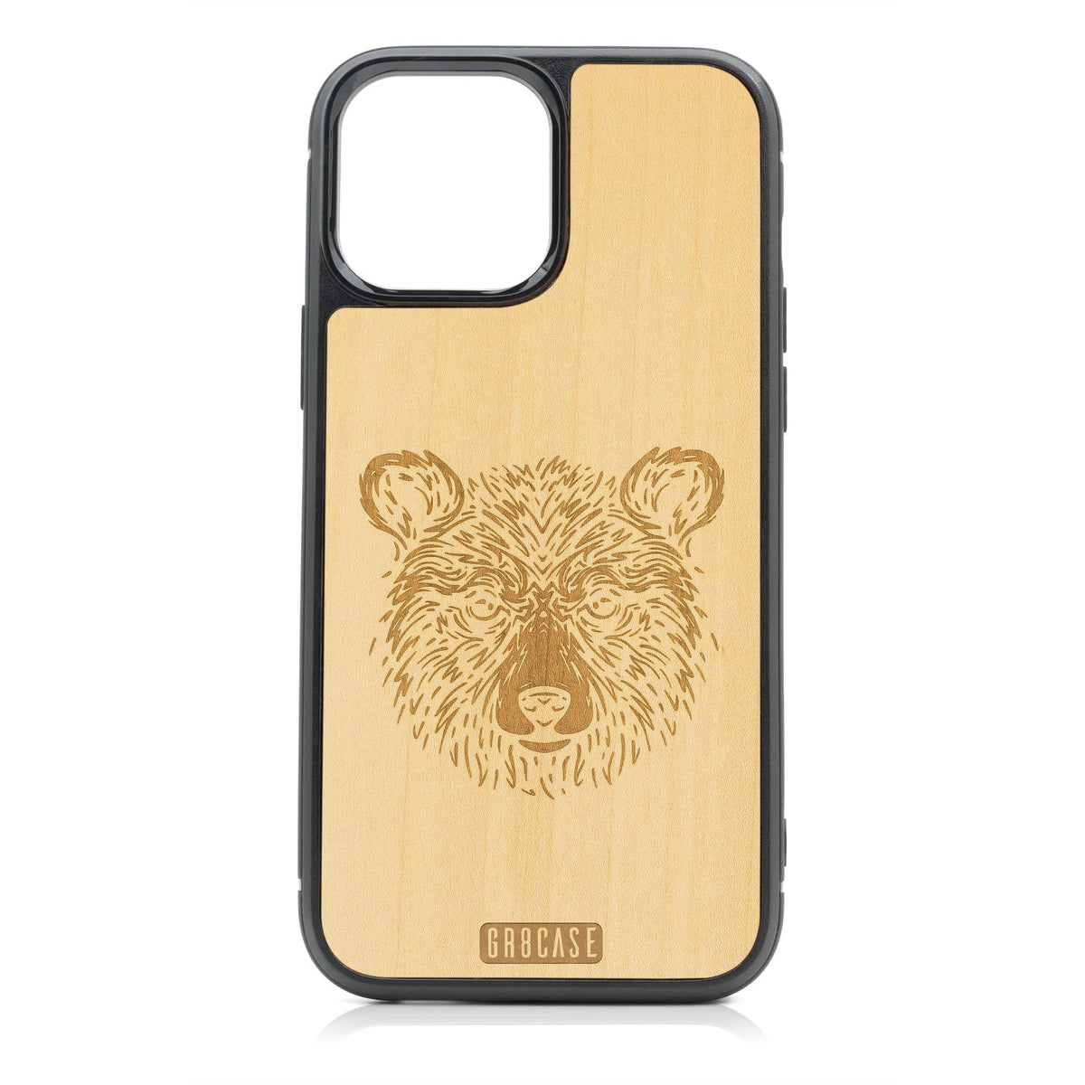 Furry Bear Design MagSafe Compatible Wood Case For iPhone 16 Pro Max