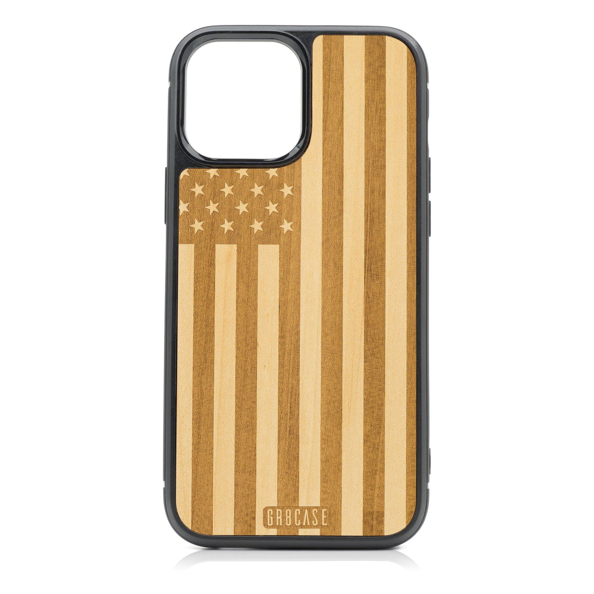 USA Flag Design MagSafe Compatible Wood Case For iPhone 16 Pro Max