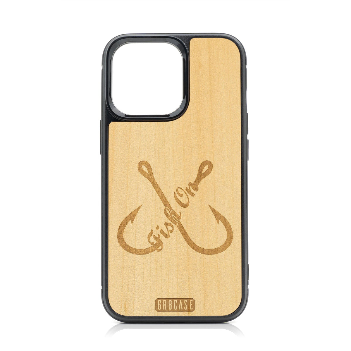 Fish On (Fish Hooks) Design MagSafe Compatible Wood Case For iPhone 16 Pro