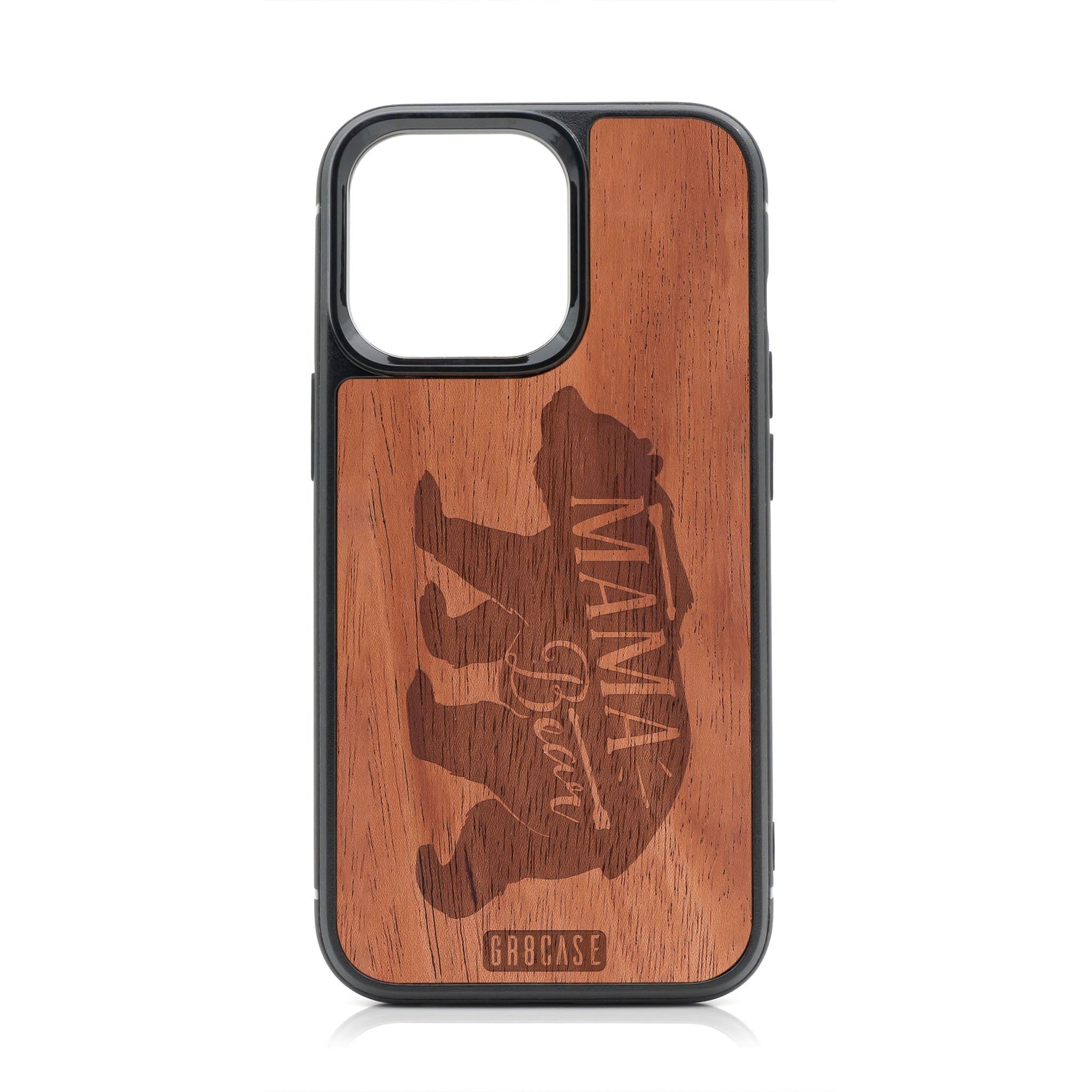 Mama Bear Design MagSafe Compatible Wood Case For iPhone 16 Pro