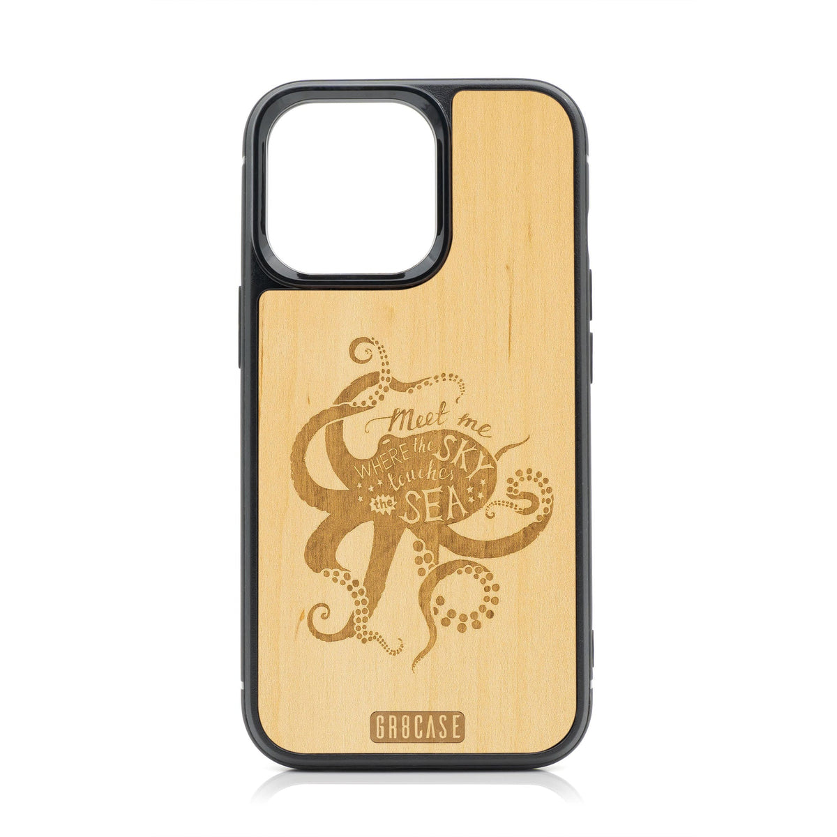 Meet Me Where The Sky Touches The Sea (Octopus) Design MagSafe Compatible Wood Case For iPhone 16 Pro