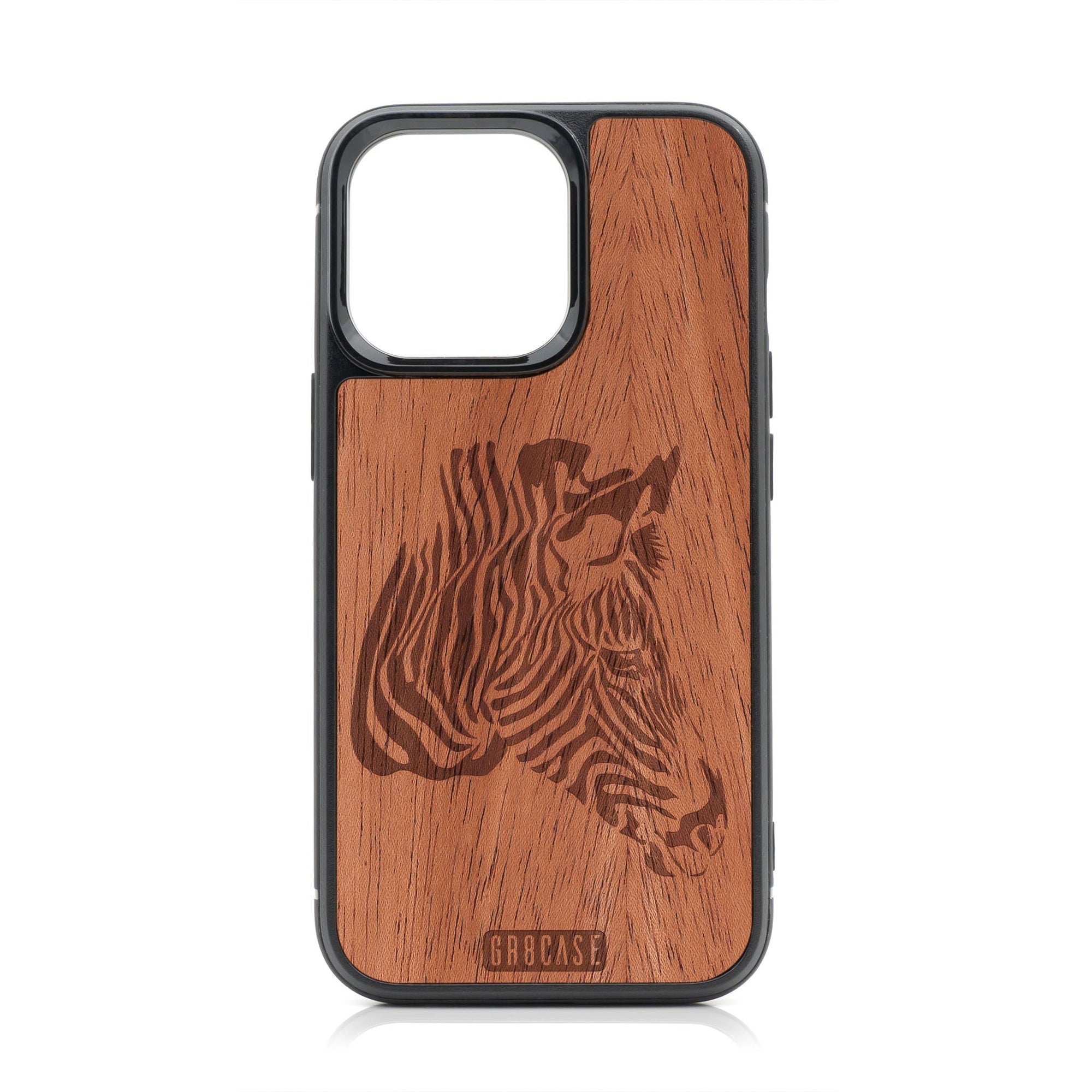 Zebra Design MagSafe Compatible Wood Case For iPhone 16 Pro