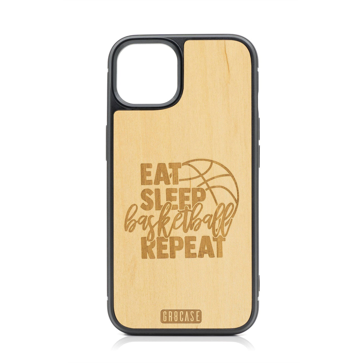 Eat Sleep Basketball Repeat Design MagSafe Compatible Wood Case For iPhone 16
