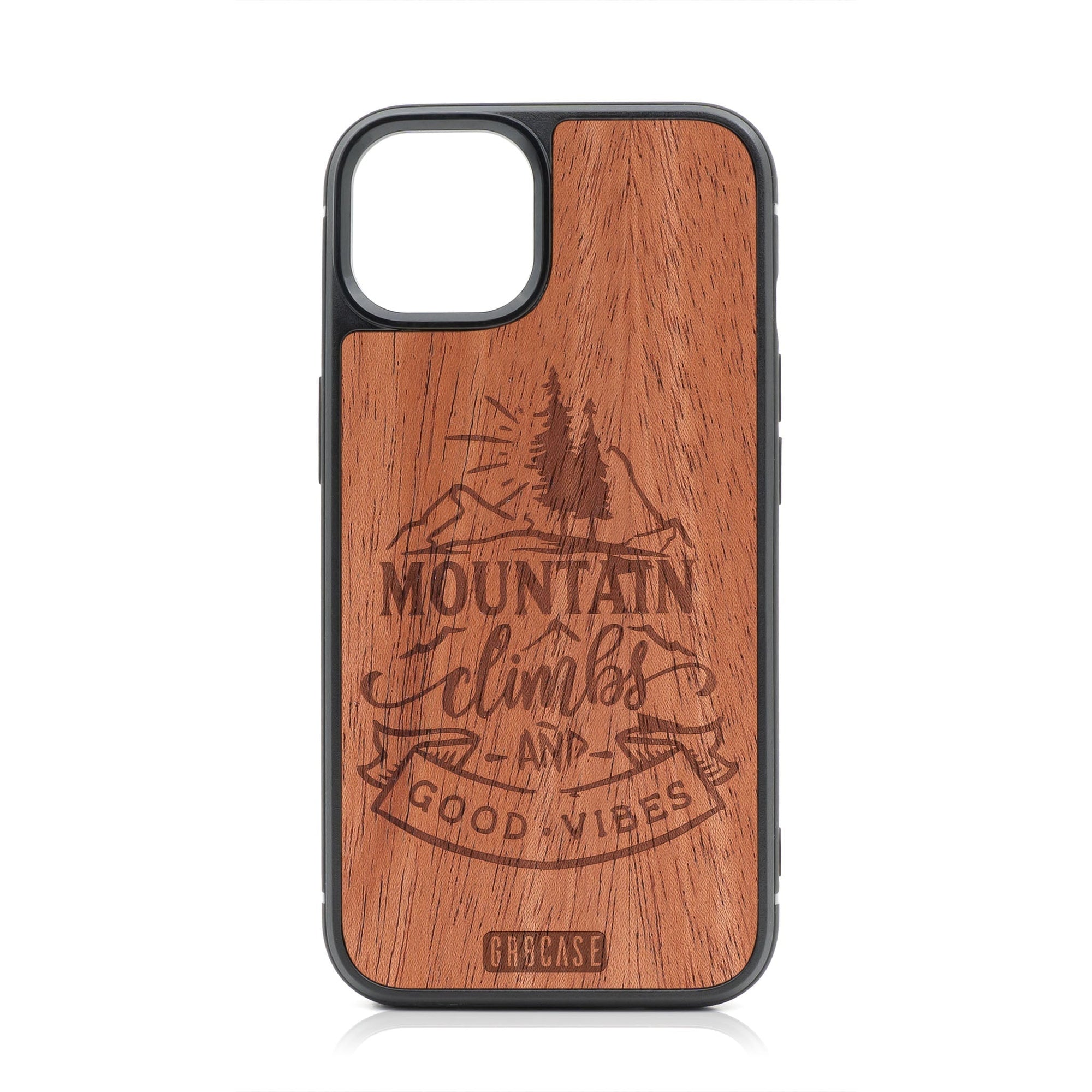 Mountain Climb Good Vibes Design MagSafe Compatible Wood Case For iPhone 16