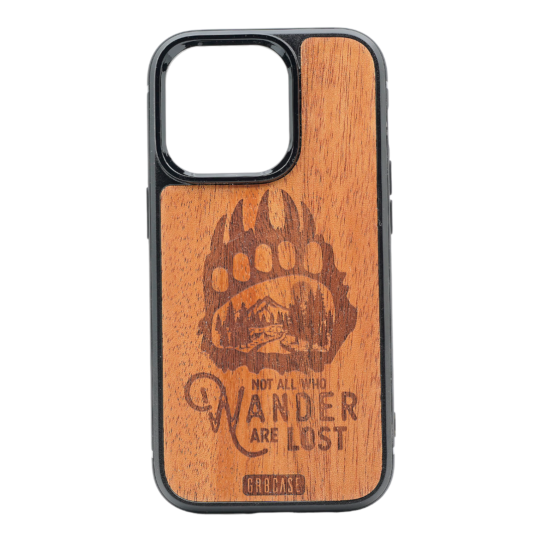 Not All Who Wander Are Lost Rustic Bear Claw Design MagSafe Compatible Wood Case For iPhone 16 Pro