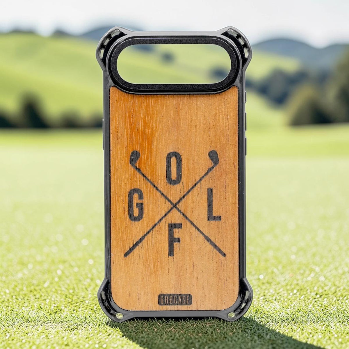 The Fairway Crest | Crossed Golf Clubs | GR8CASE Wood Phone Case