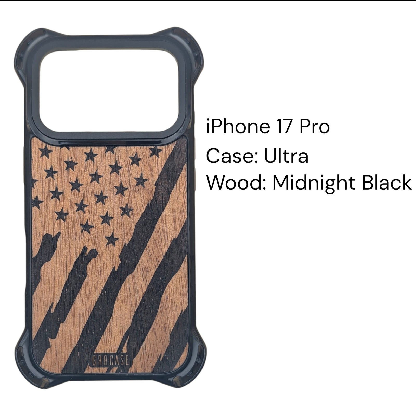 Tattered American flag engraved on rustic wood GR8CASE phone case 