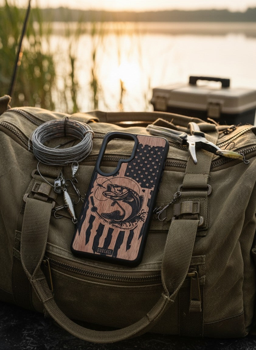 Bass Fishing American Flag – GR8CASE Wood Phone Case