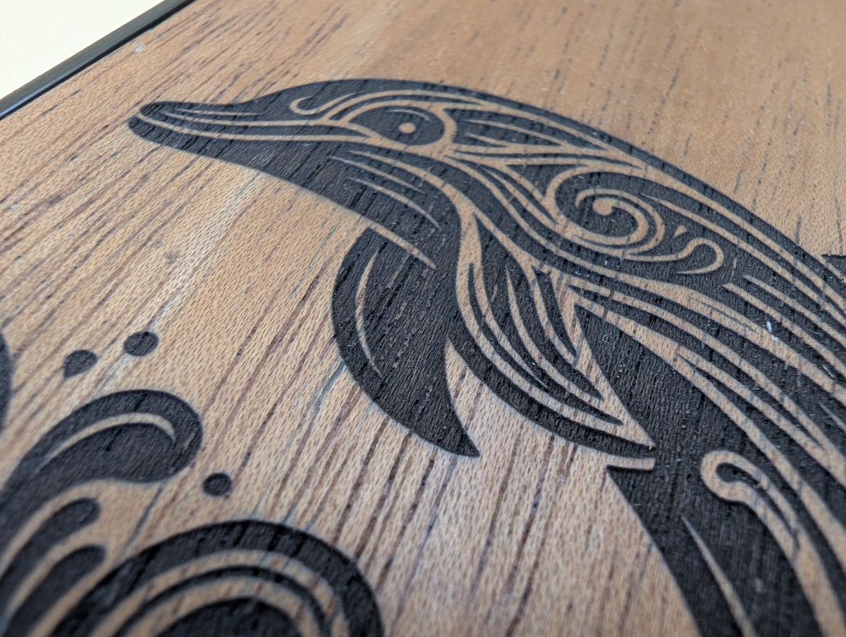 Artistic Dolphin Waves – GR8CASE Wood Phone Case