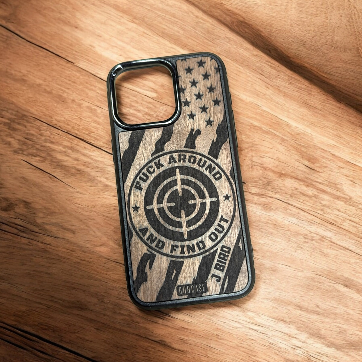 Fuck Around and Find Out Custom iPhone Case with American Flag.