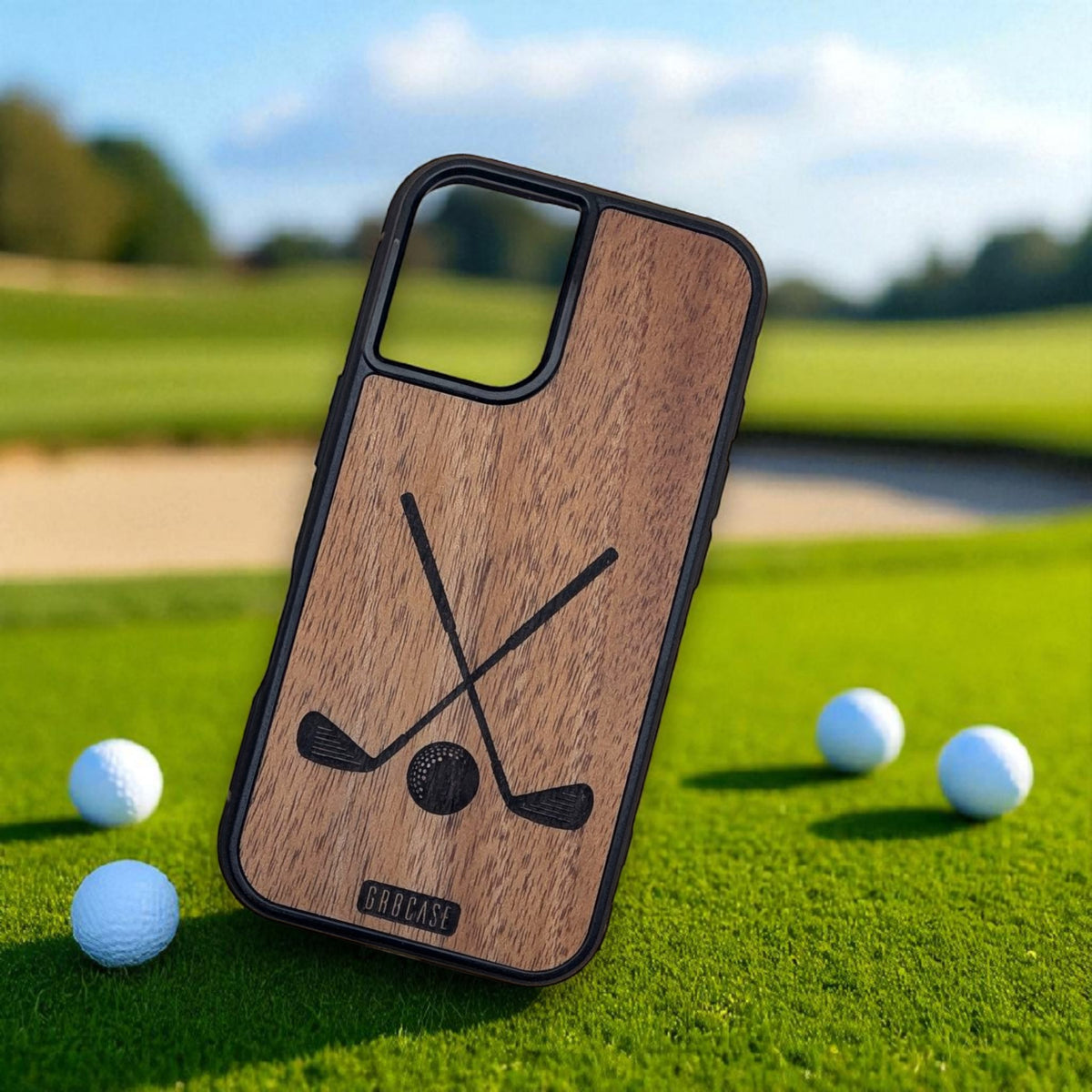 Rustic Crossed Clubs Golf Design – GR8CASE Wood Phone Case