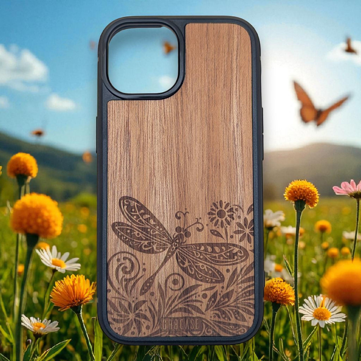 Dancing Dragonfly Floral – GR8CASE Wood Phone Case