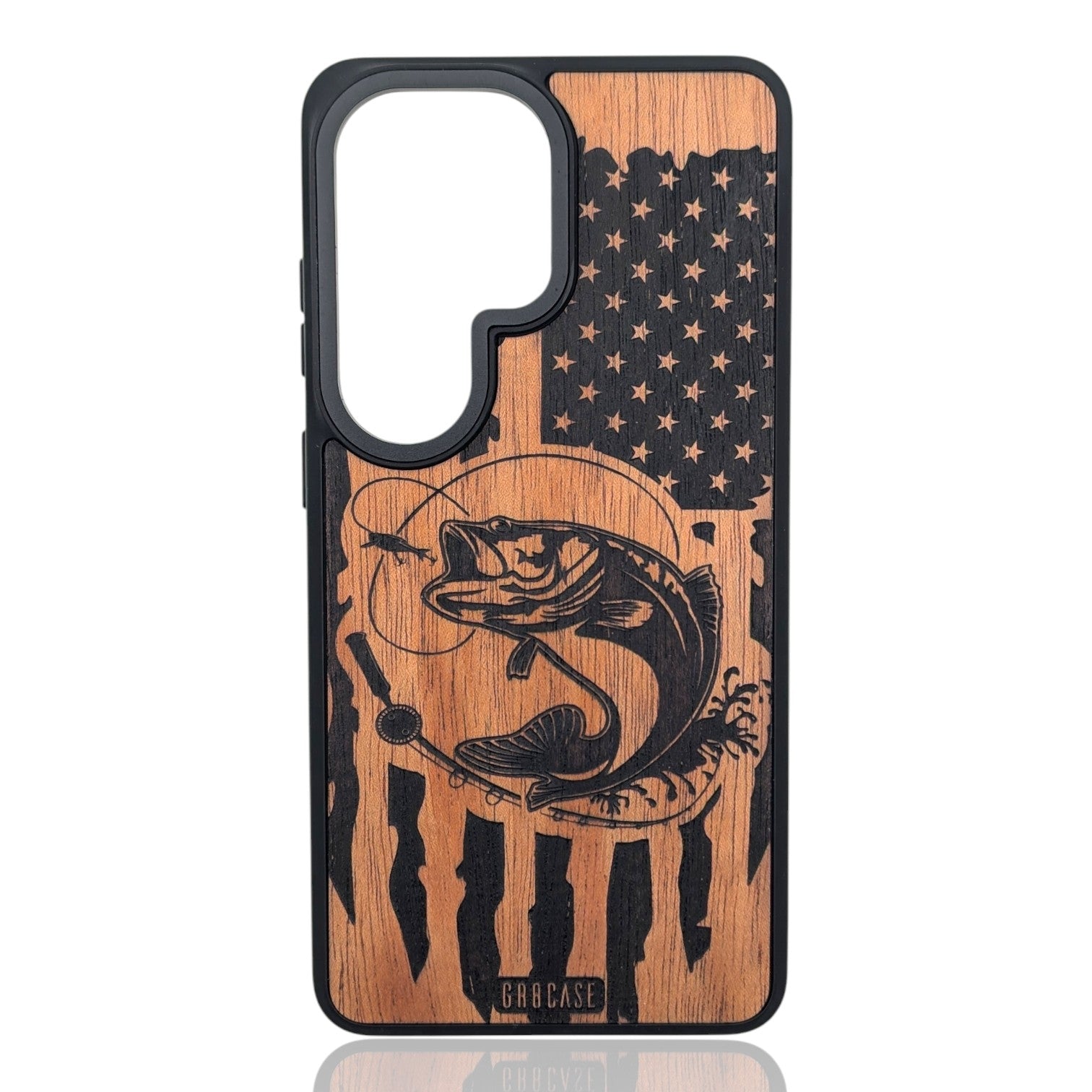 Bass Fishing American Flag – GR8CASE Wood Phone Case