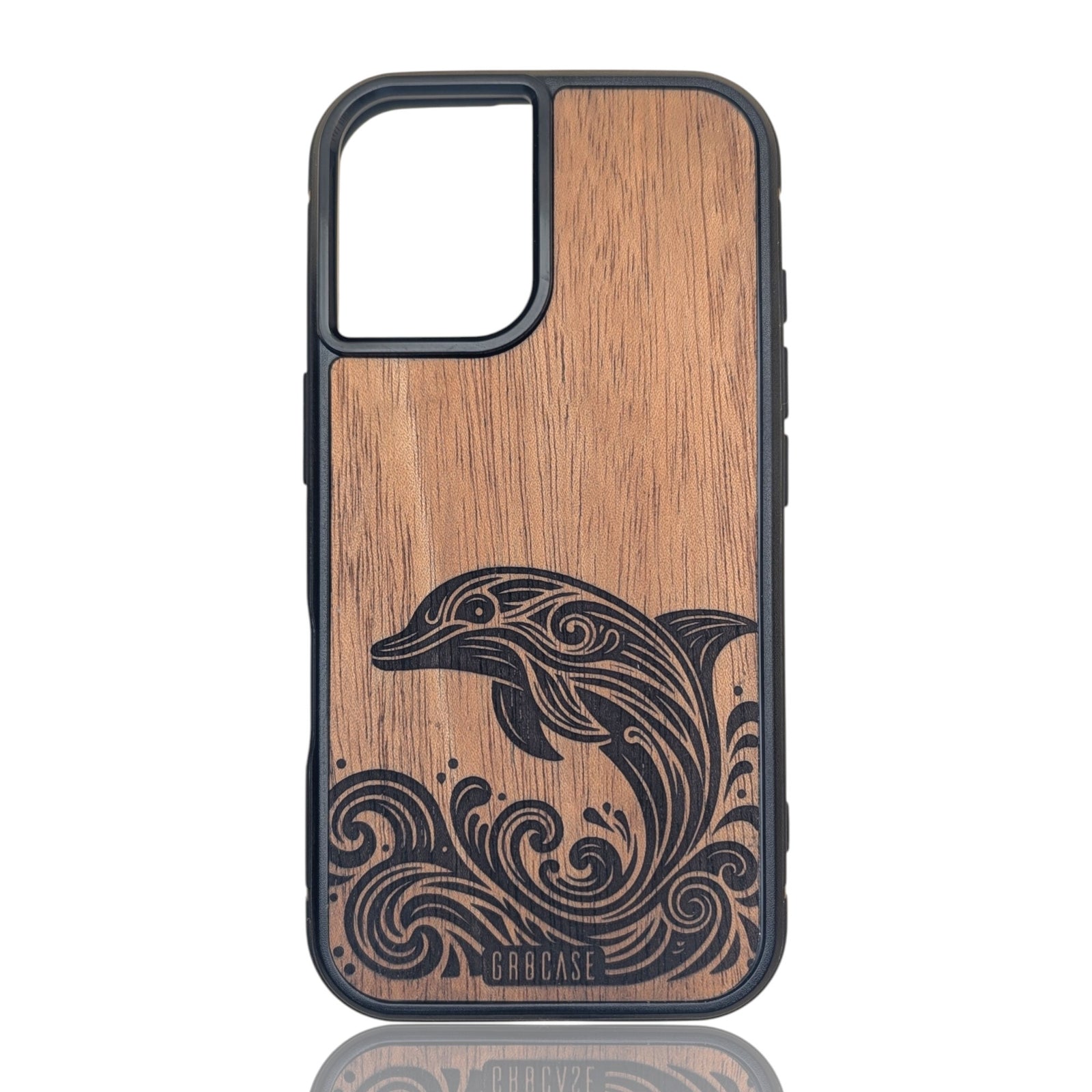 Artistic Dolphin Waves – GR8CASE Wood Phone Case