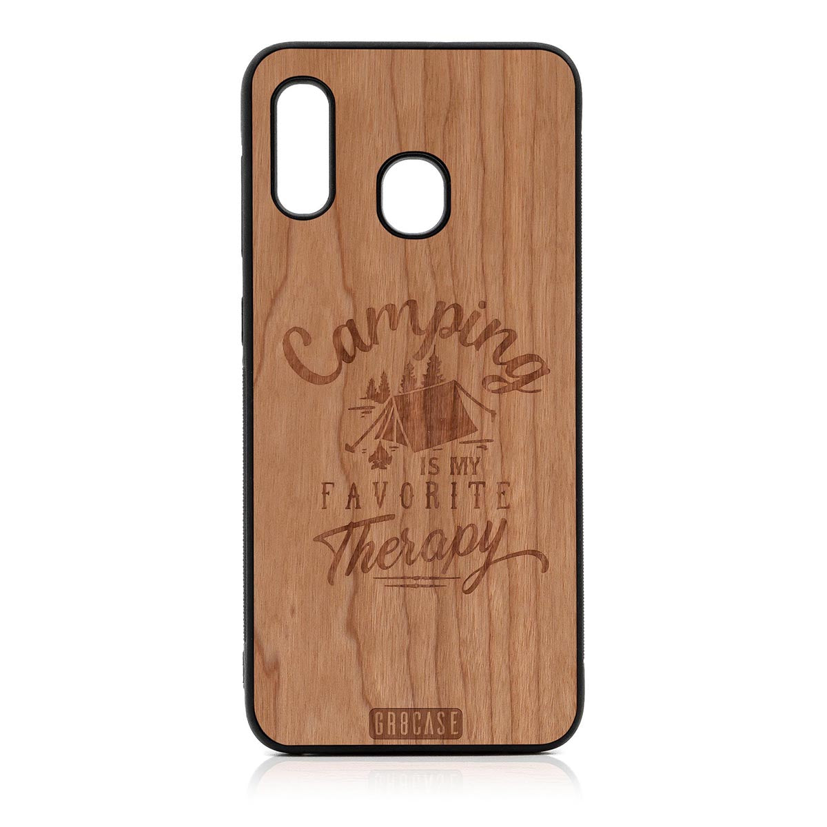Camping Is My Favorite Therapy Design Wood Case For Samsung Galaxy A20 by GR8CASE