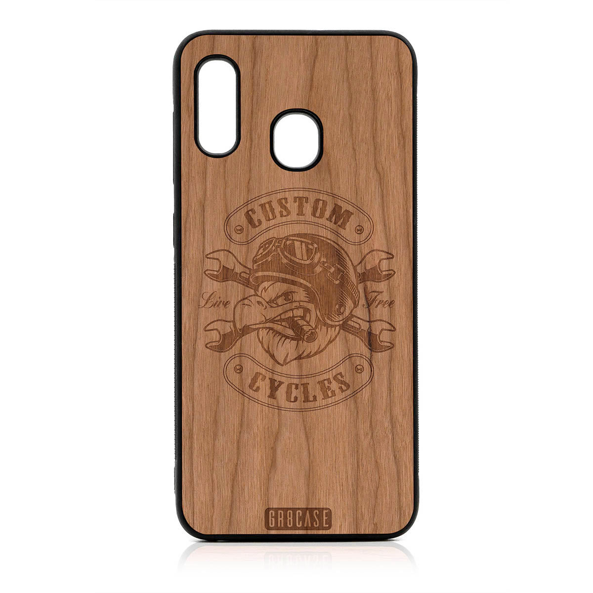 Custom Cycles Live Free (Biker Eagle) Design Wood Case For Samsung Galaxy A20 by GR8CASE