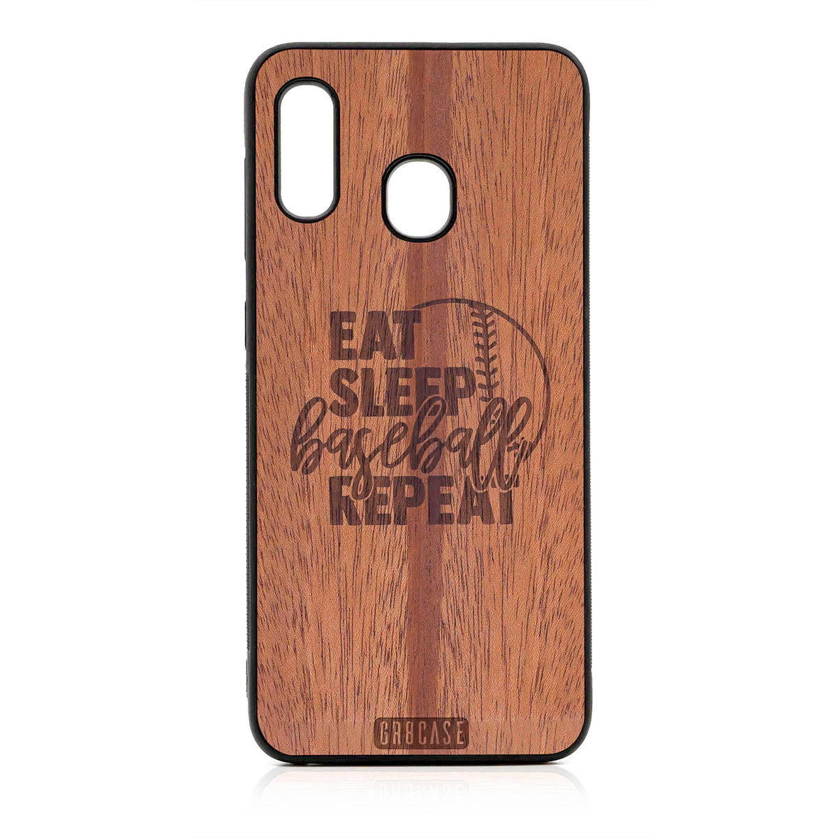 Eat Sleep Baseball Repeat Design Wood Case For Samsung Galaxy A20