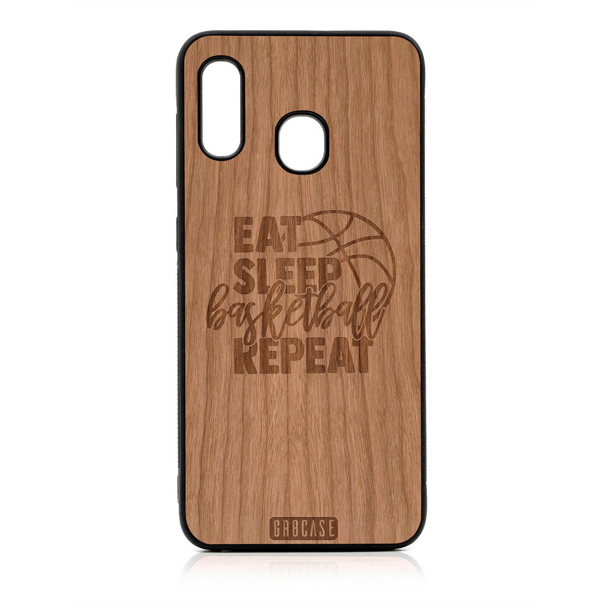 Eat Sleep Basketball Repeat Design Wood Case For Samsung Galaxy A20