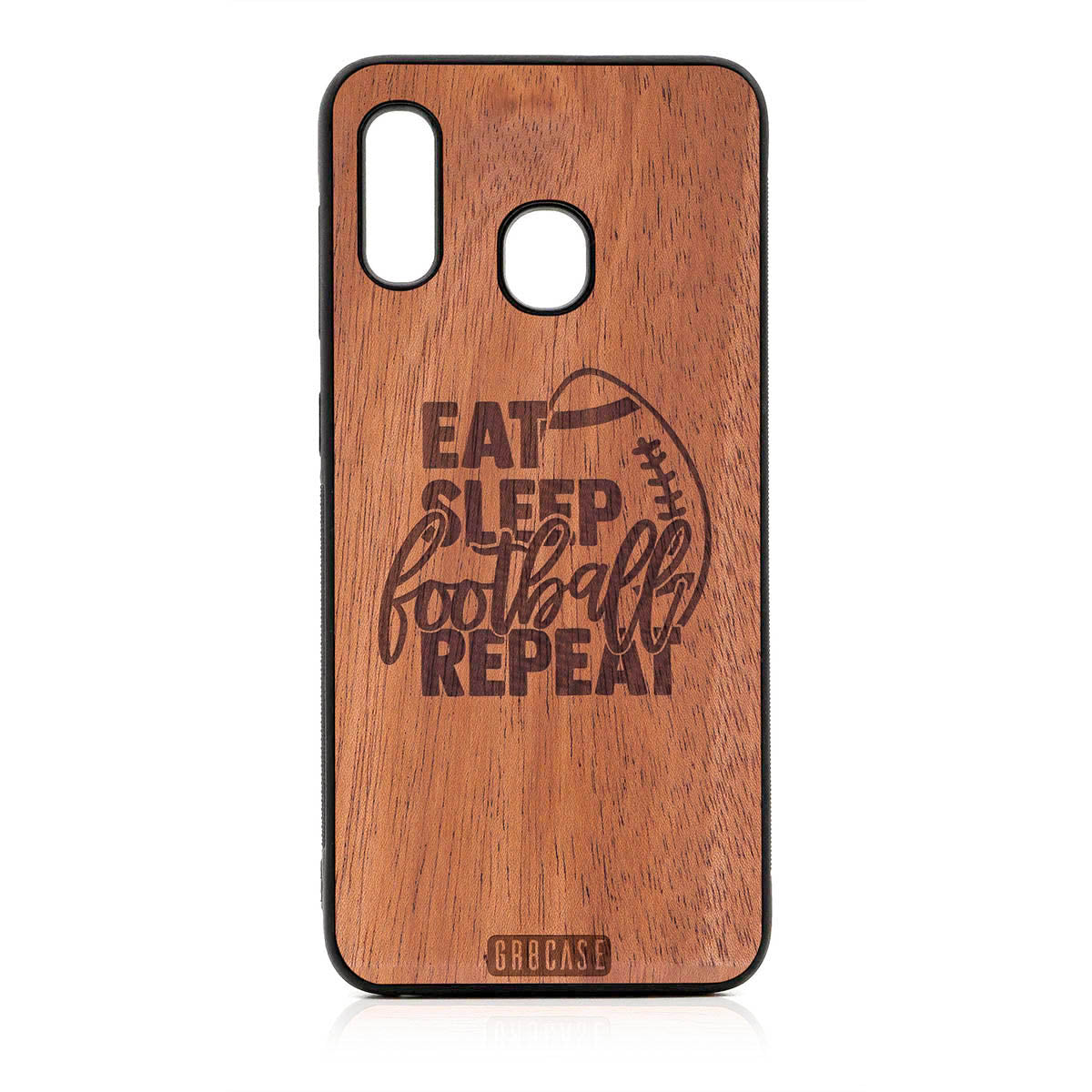 Eat Sleep Football Repeat Design Wood Case For Samsung Galaxy A20