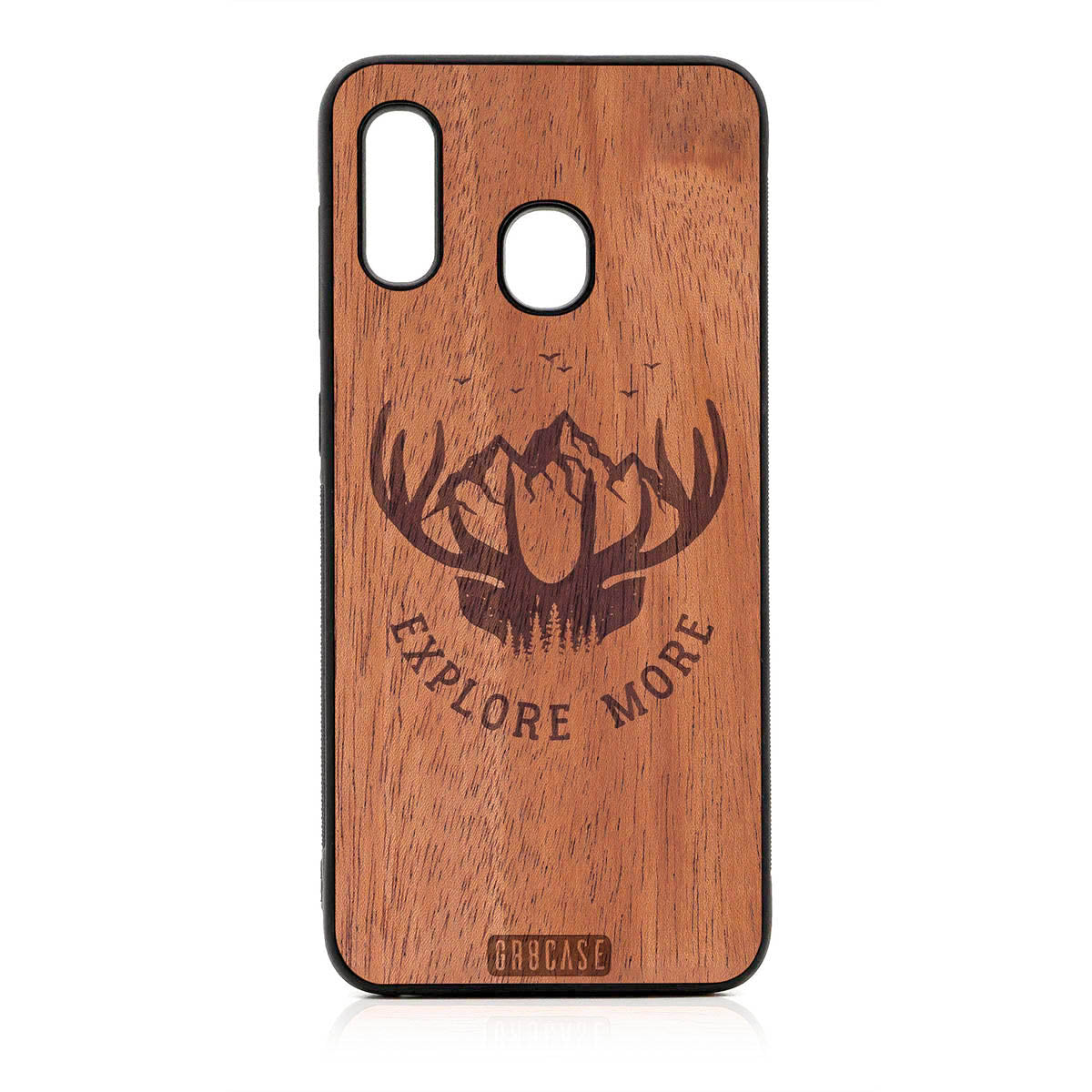 Explore More (Forest, Mountains & Antlers) Design Wood Case For Samsung Galaxy A20 by GR8CASE
