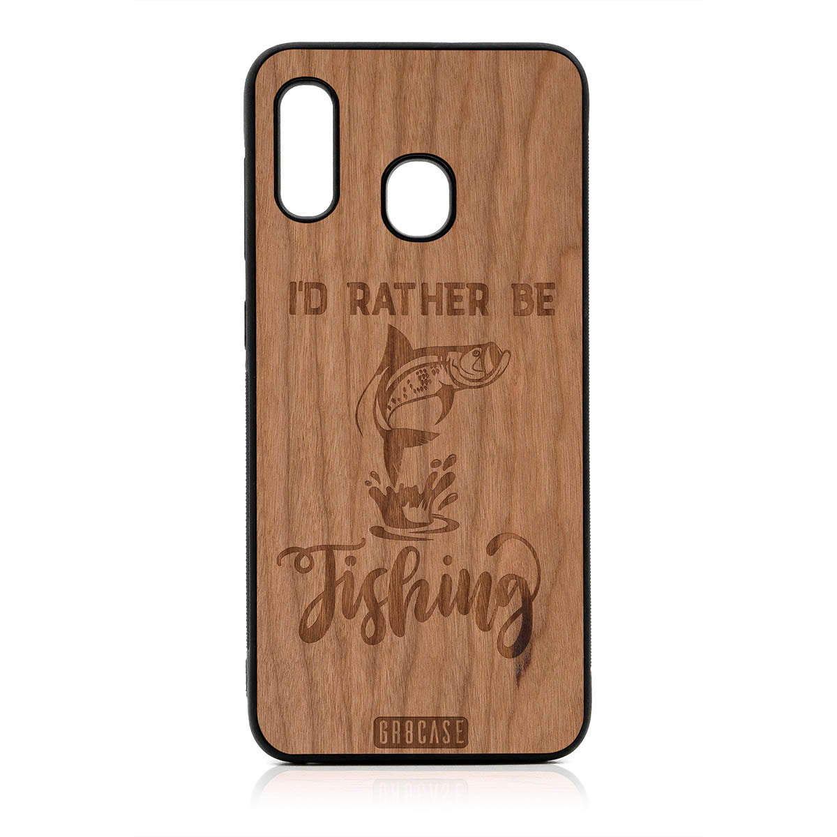 I'D Rather Be Fishing Design Wood Case For Samsung Galaxy A20