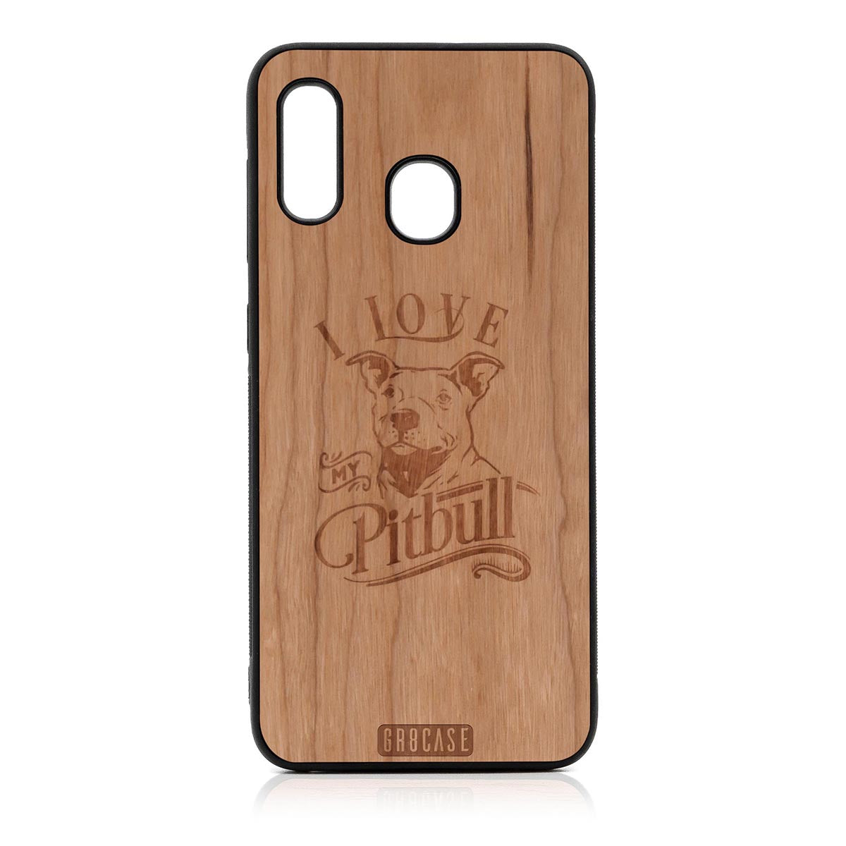 I Love My Pitbull Design Wood Case For Samsung Galaxy A20 by GR8CASE