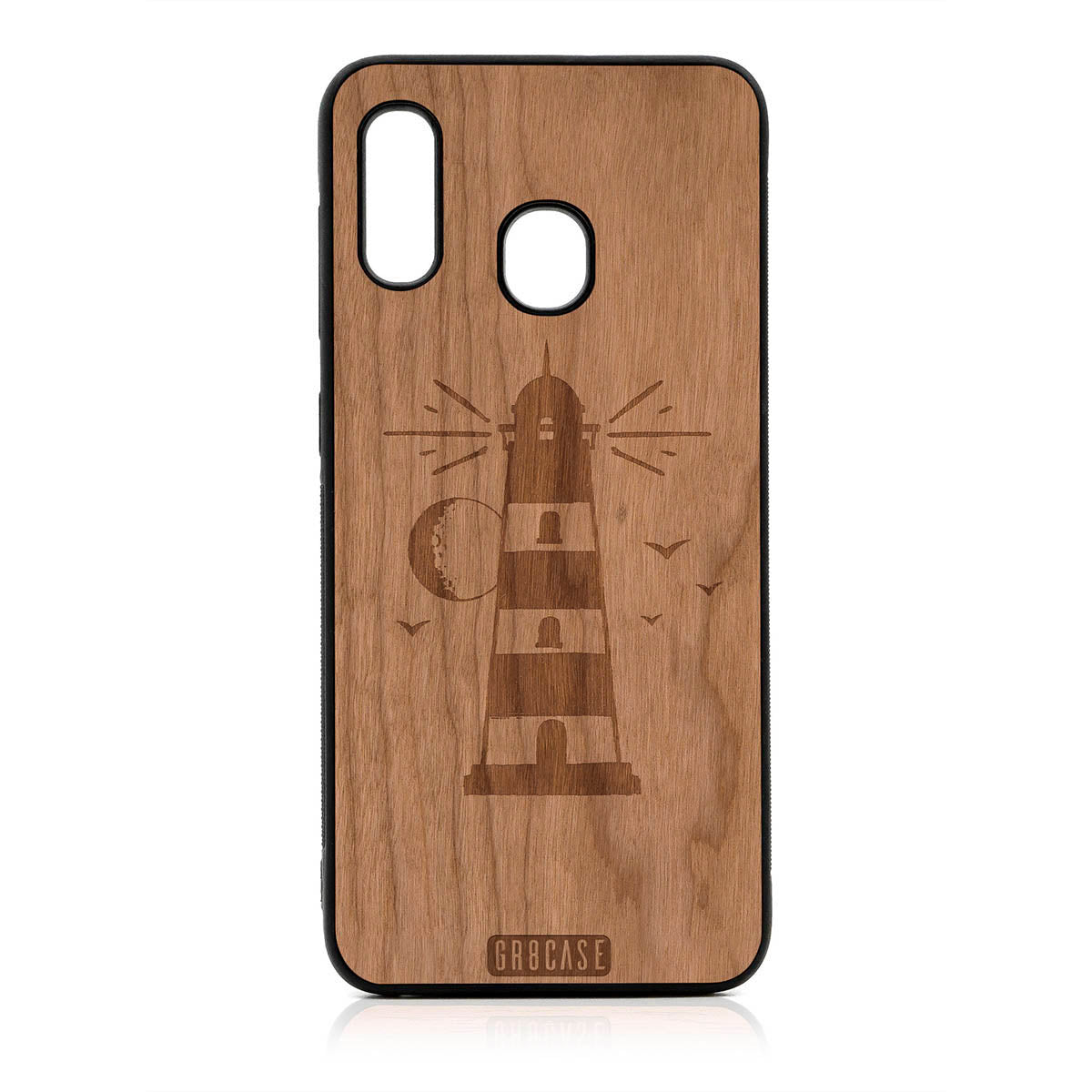Midnight Lighthouse Design Wood Case For Samsung Galaxy A20