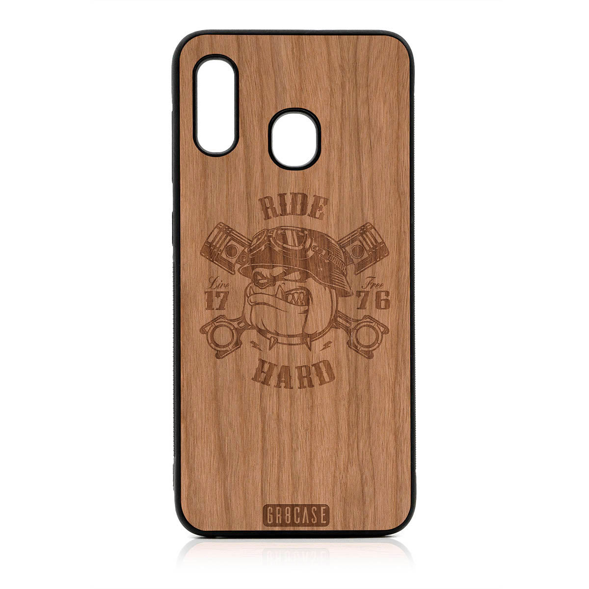 Ride Hard Live Free (Biker Dog) Design Wood Case For Samsung Galaxy A20 by GR8CASE