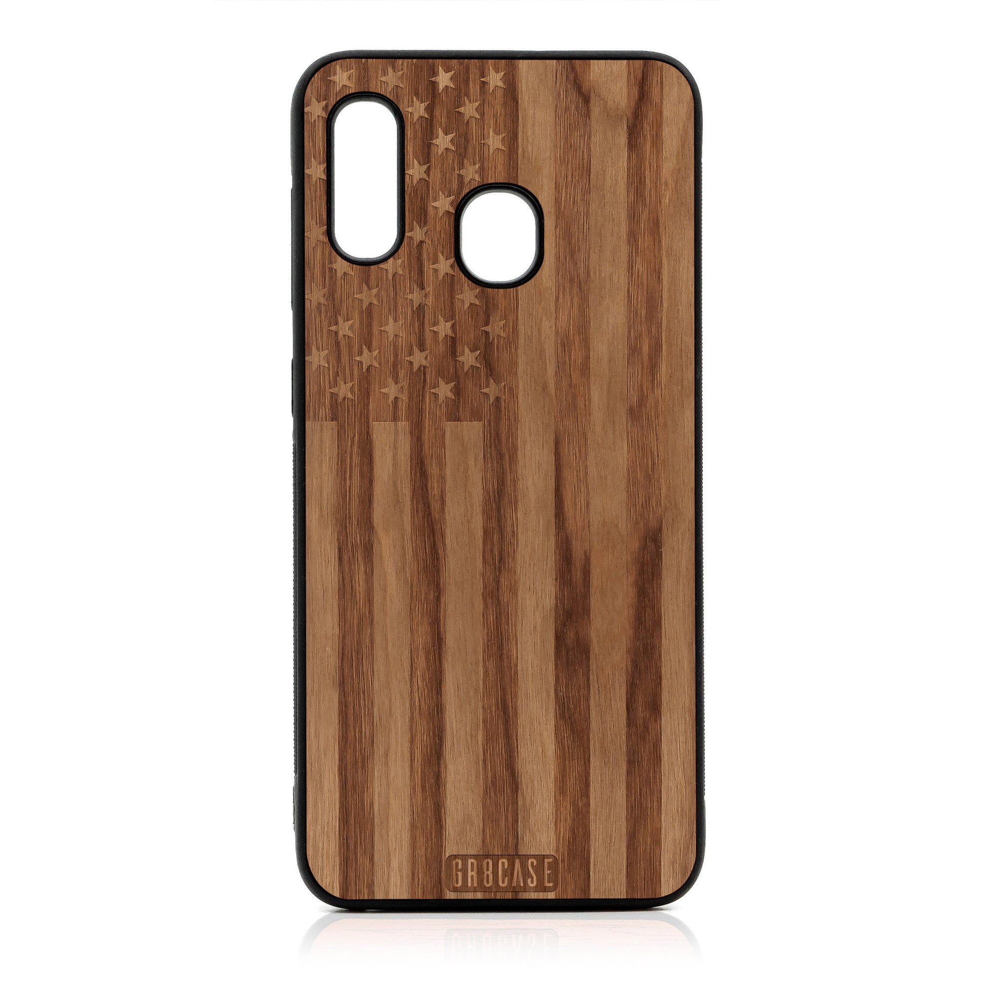 USA Flag Design Wood Case For Samsung Galaxy A20