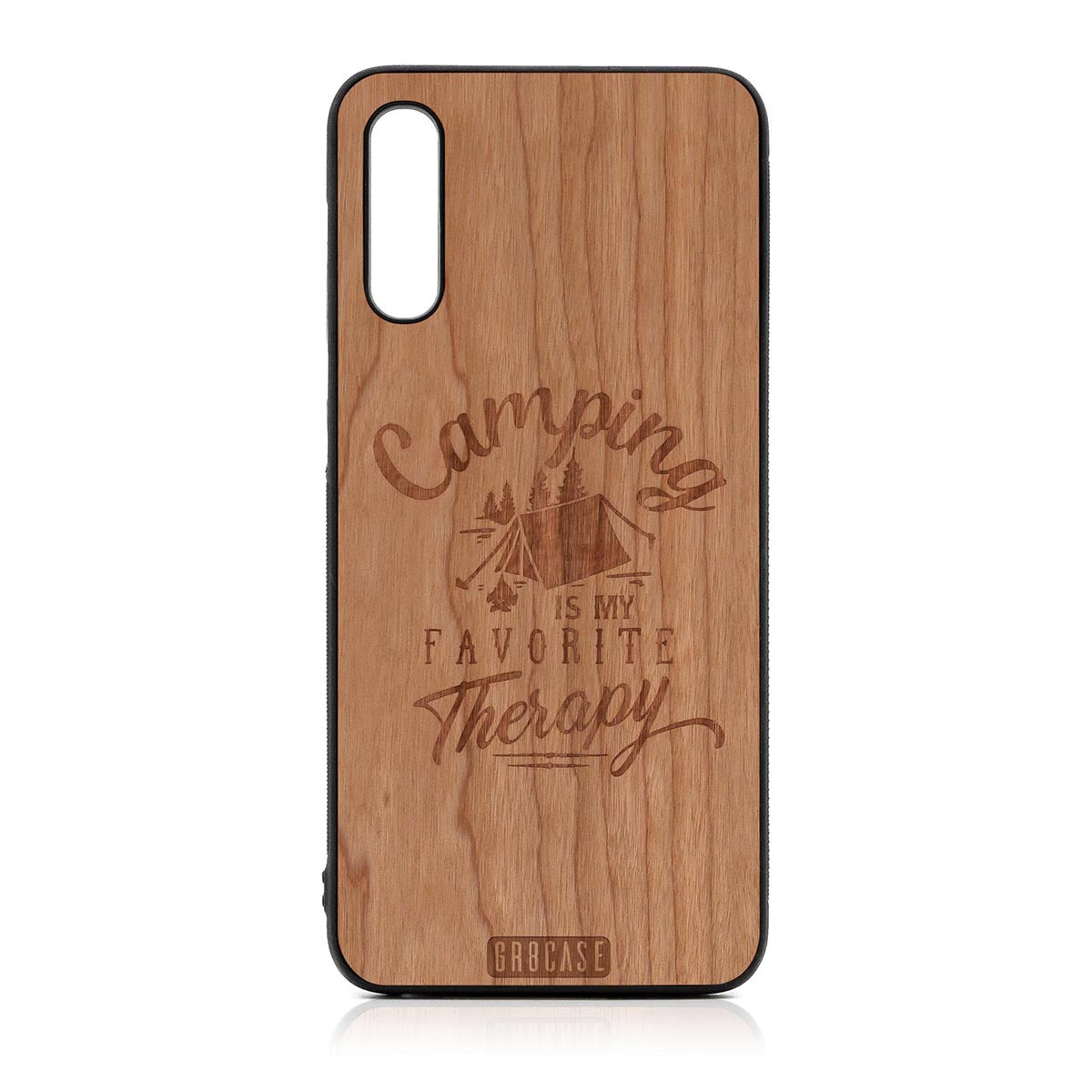 Camping Is My Favorite Therapy Design Wood Case For Samsung Galaxy A50 by GR8CASE