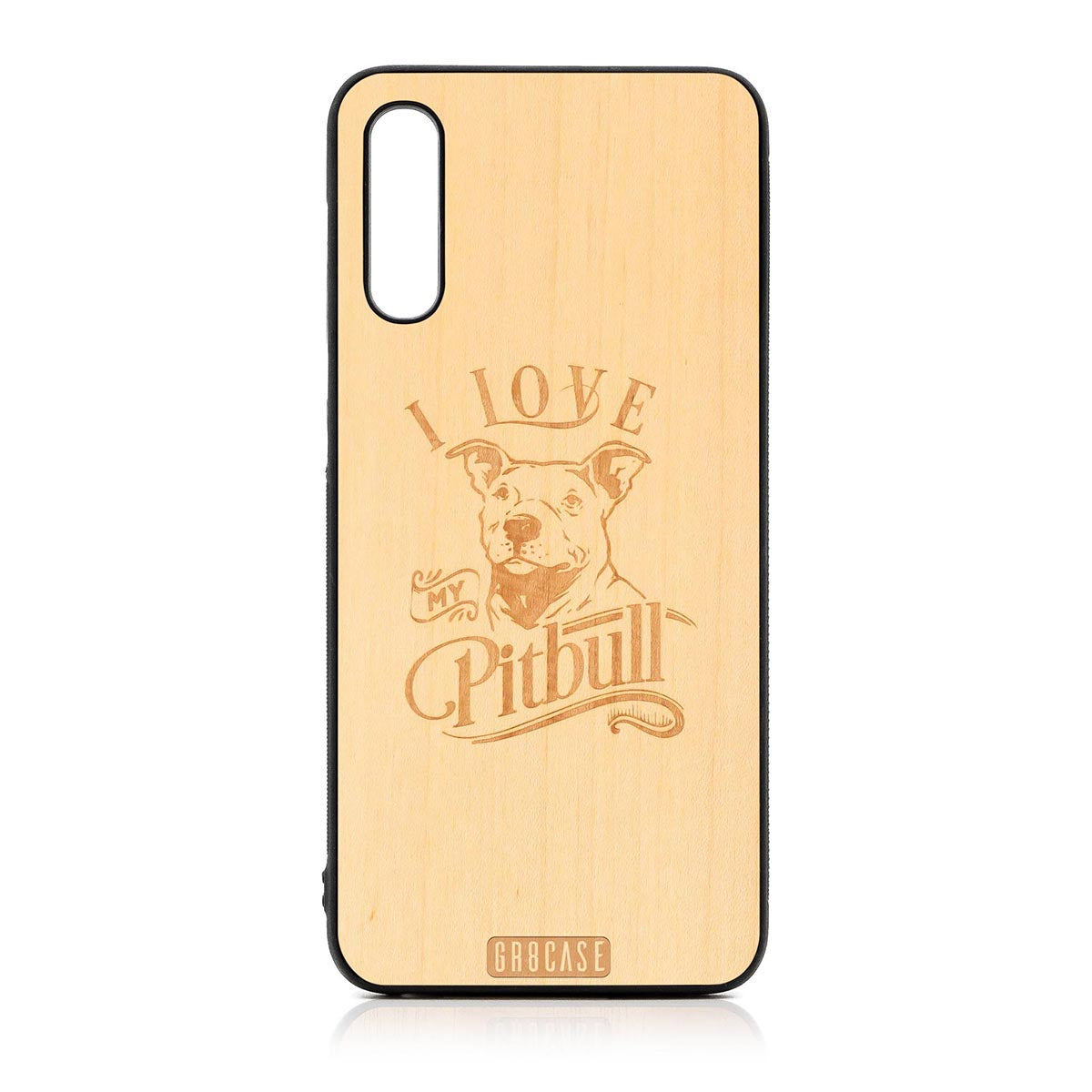 I Love My Pitbull Design Wood Case For Samsung Galaxy A50 by GR8CASE