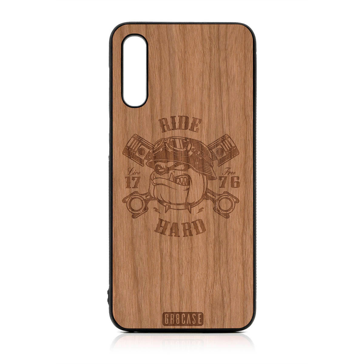 Ride Hard Live Free (Biker Dog) Design Wood Case For Samsung Galaxy A50 by GR8CASE