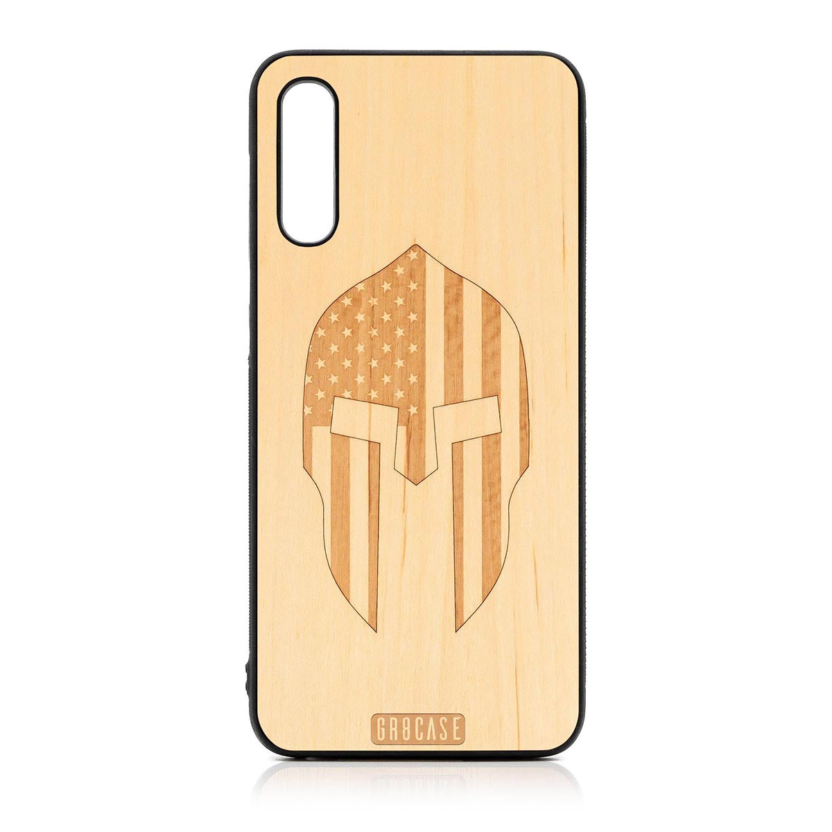 USA Spartan Helmet Design Wood Case For Samsung Galaxy A50
