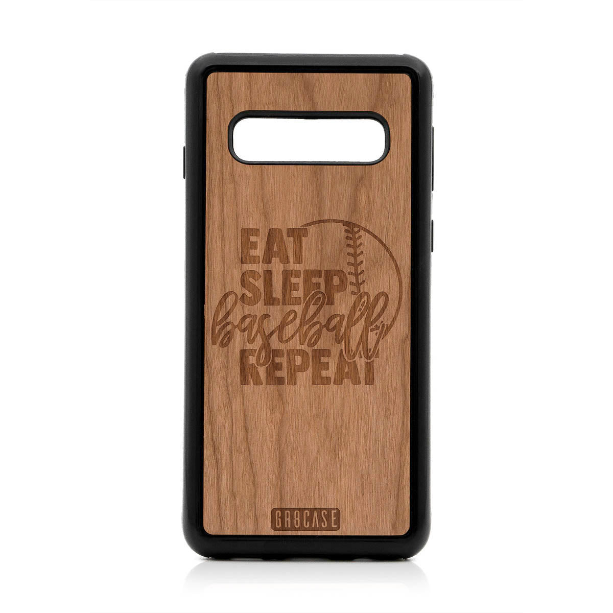 Eat Sleep Baseball Repeat Design Wood Case For Samsung Galaxy S10