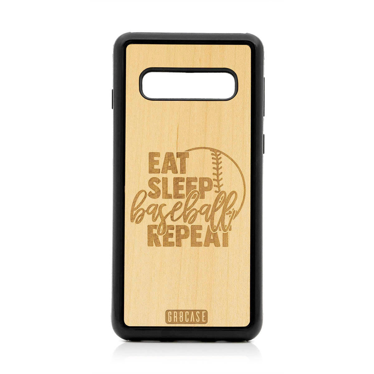 Eat Sleep Baseball Repeat Design Wood Case For Samsung Galaxy S10