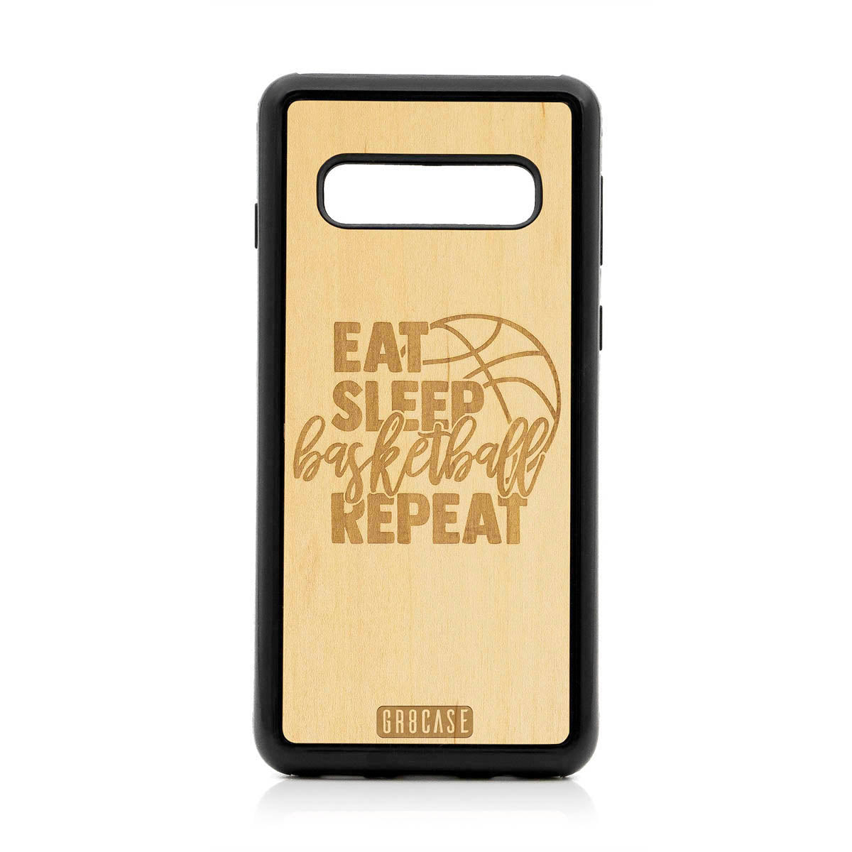Eat Sleep Basketball Repeat Design Wood Case For Samsung Galaxy S10