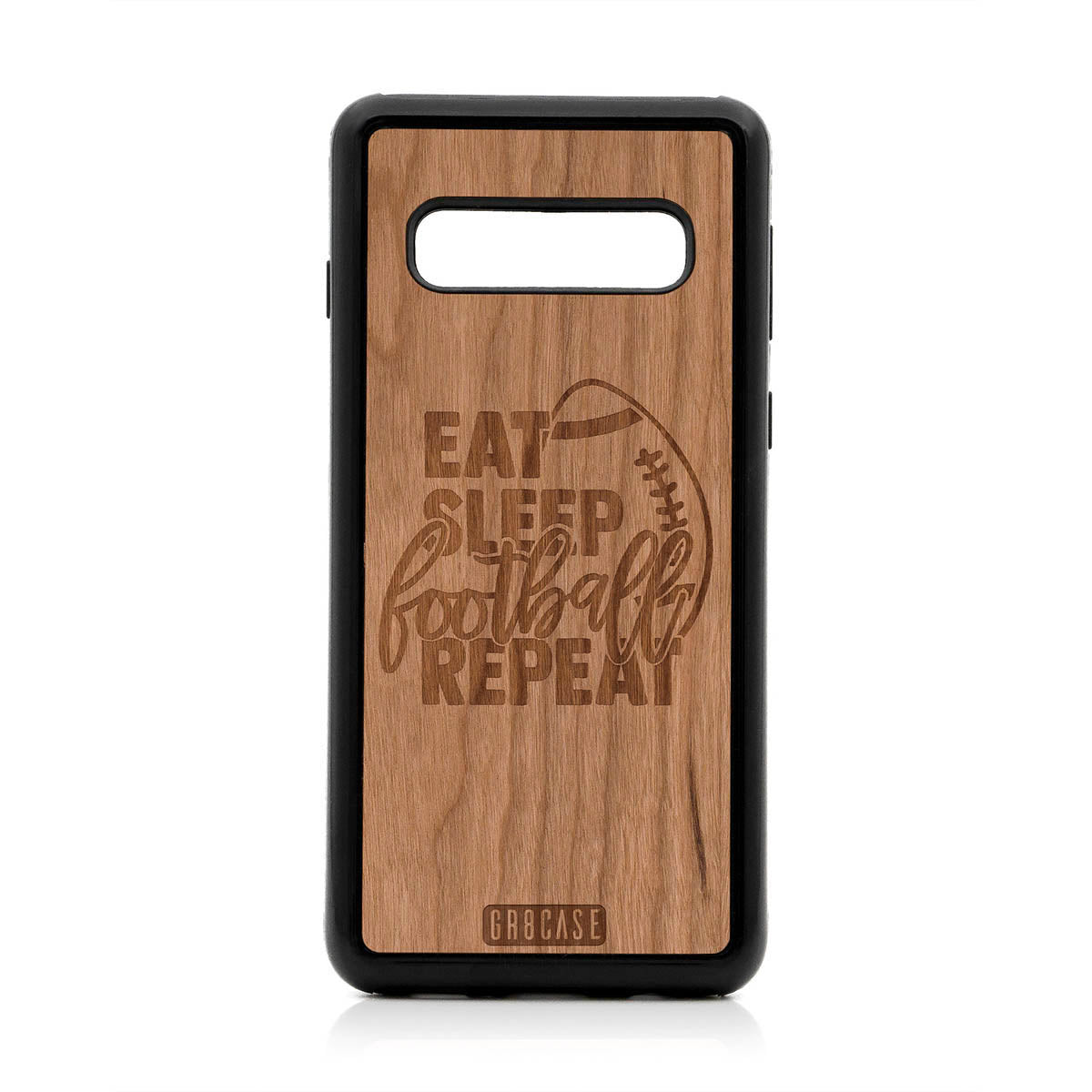 Eat Sleep Football Repeat Design Wood Case For Samsung Galaxy S10